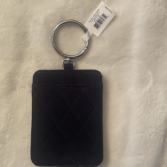 Vera Bradley WINTER FOREST Card Case Bag Charm- Embroidered Birds Navy Blue - Picture 2 of 6